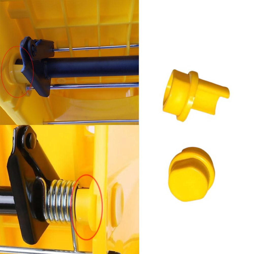 NentMent Commercial Mop Bucket Wringer Mount Bracket End Plugs Left and Right Set Yellow Plastic Stopper Repair Parts for Side Press Wringer Combo
