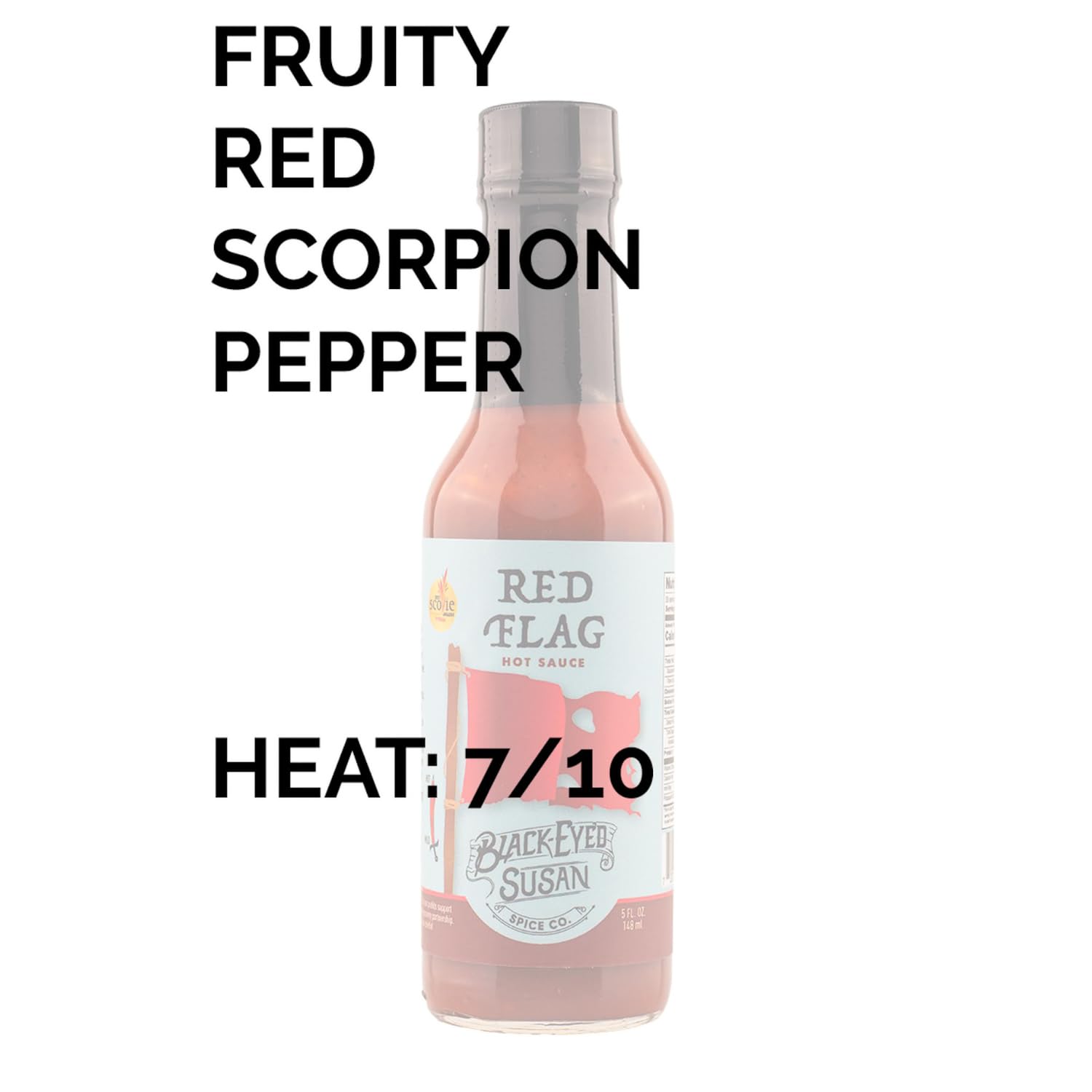 Red Flag By Black Eyed Susan Spice Co., Firey Hot Sauce With Flavors of Trinadad Scorpion Pepper Mash, Hibiscus Powder & Apple Cider Vinegar, Made