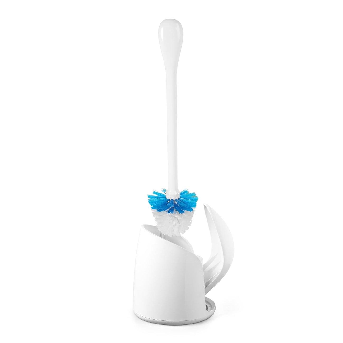 OXO Good Grips Compact Toilet Brush & Canister, Toilet Bowl Brush and Holder with Automatic Canister Door, Bathroom and Small Spaces Cleaning Supplies