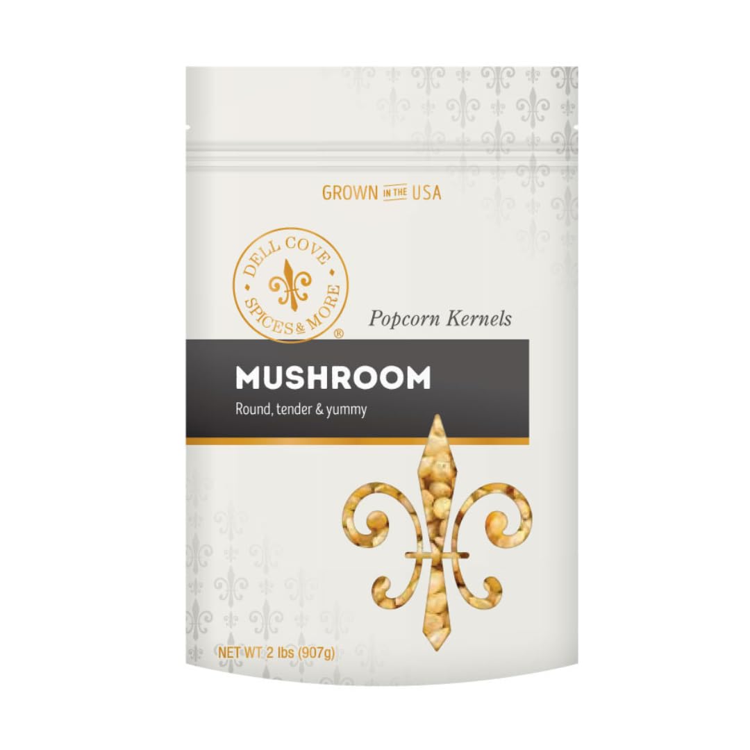 Dell Cove Spices - Mushroom Popcorn Kernels - Perfect for Gourmet Popcorn Makers & Stovetop Popping, Two Pounds
