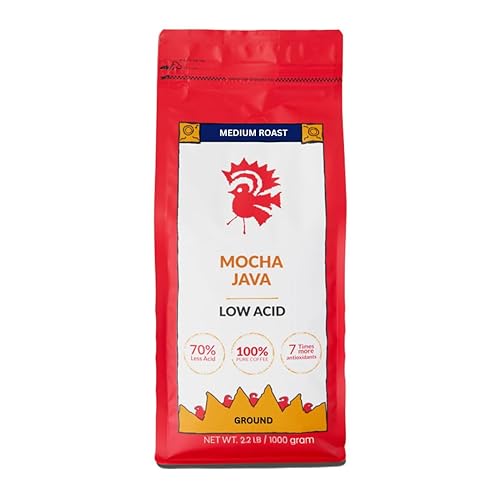 Puroast Low Acid Coffee Flavored Coffee | Mocha Java Ground | Medium Roast | High Antioxidants & High pH |No Bitter Aftertaste | Reduced Heartburn