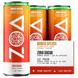 ZOA Zero Sugar Energy Drinks, Mango Splash - Sugar Free with Electrolytes, Healthy Vitamin C, Amino Acids, Essential B-Vitamins, and Caffeine from