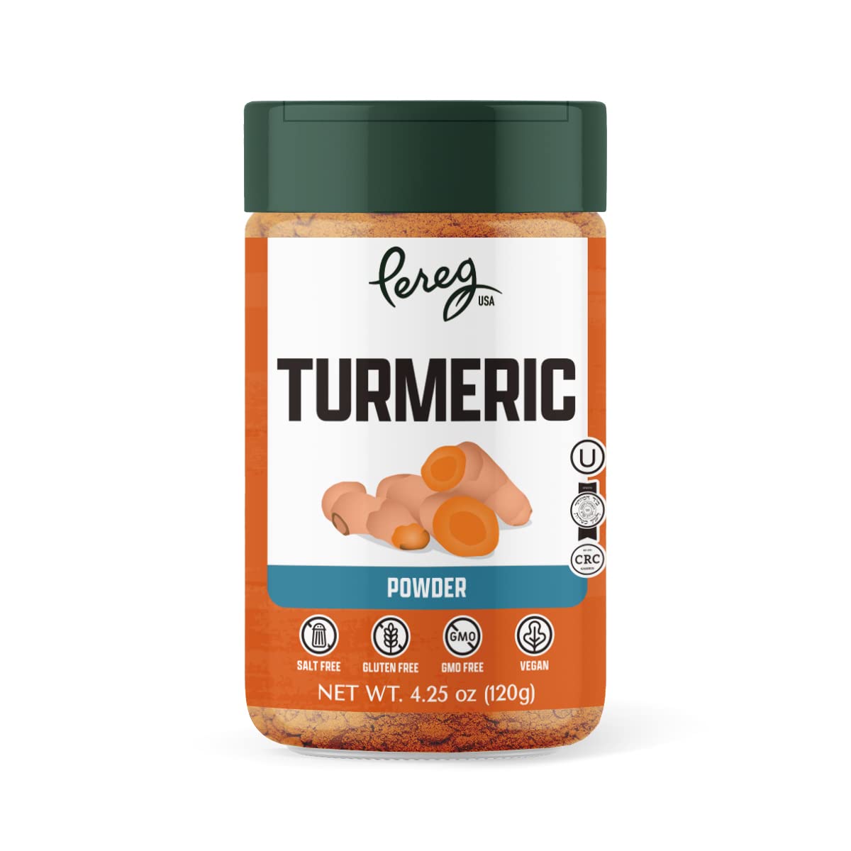 Pereg Ground Turmeric Powder (4.25 Oz) - Ground, Raw, Rich Natural Yellow Color- With Curcumin & Antioxidants - Indian Spice - Non-GMO, All Natural