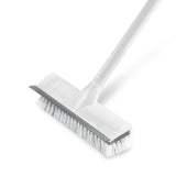 BOOMJOY Floor Scrub Brush with Long Handle, 2 in 1 Scrape and Brush, Stiff Bristles for Cleaning Bathroom, Patio, Garage, Kitchen, Deck, Tile