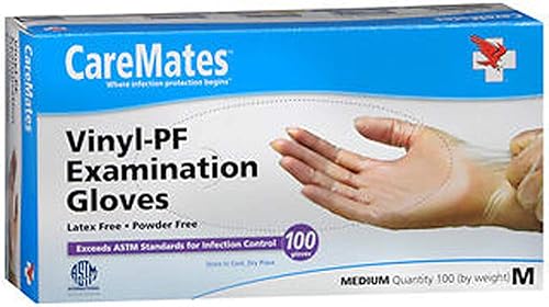 CareMates Vinyl Medical Exam Gloves, Latex Free Rubber, Powder Free, Extra Strong, 4 Mil Thick, Certified for Home Infusion, First Aid, Food Safe