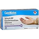CareMates Vinyl Medical Exam Gloves, Latex Free Rubber, Powder Free, Extra Strong, 4 Mil Thick, Certified for Home Infusion, First Aid, Food Safe