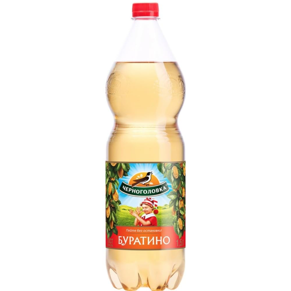 Imported Authentic Russian Soda Buratino Drink with Citrus Lemon Infusion and Artesian Water of Chernogolovka 67.63 fl oz / 2L