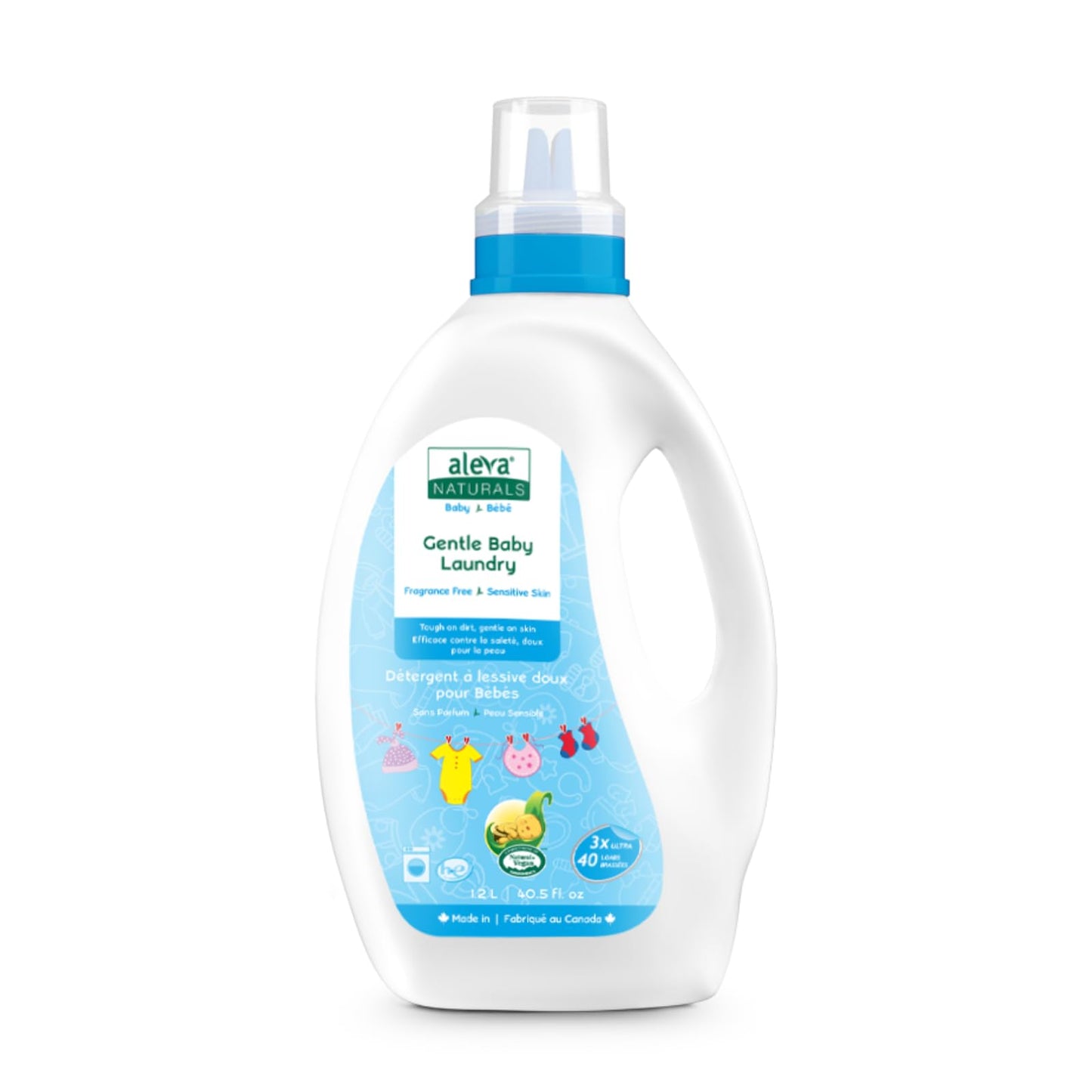 Aleva Naturals Gentle Baby Laundry, Effective Plant based Formula, Laundry Liquid, Fragrance Free, Tough on Stains and Dirt, Sensitive Skin friendly