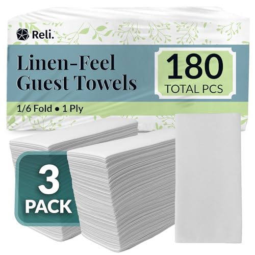 Reli. Bathroom Napkins Guest Disposable (180 Pack) Linen-Feel Guest Towels 12" x 15.75" | Cloth-Like Restroom Napkins | Paper Hand Towels