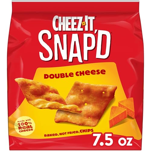 Cheez-It Snap'd Cheesy Baked Chips, Lunch Snacks, Double Cheese, 7.5oz Bag (1 Bag)
