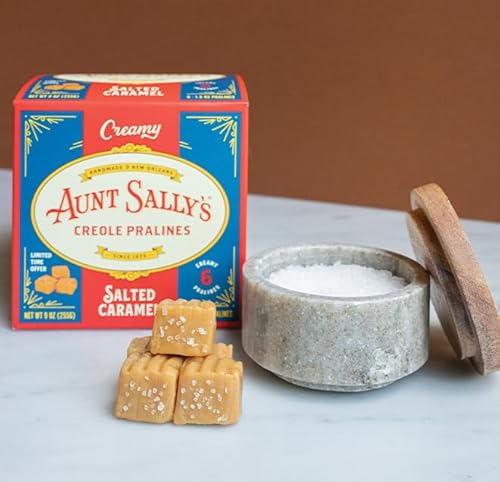 Aunt Sally's Creamy Salted Caramel Pralines - 6 count box- New Orleans Most Famous Praline- Handmade Pecan Candy