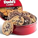 David's Cookies Assorted Fresh Baked Decadent Cookie Gift Tin - 2lb Basket with 8 Jumbo Cookies - Soft and Chewy Bakery-Style Dessert for Birthdays