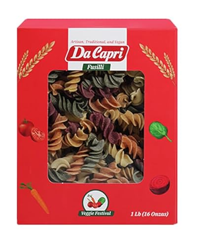 Da Capri Veggie Festival Fusilli (Pack Of 2) | Artisanal Homemade Pasta | 16 Oz Vegan & Healthy | 100% Natural & Plant-Based | Easy to make & Fast
