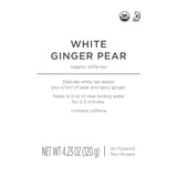 Tea Forte White Ginger Pear Premium Organic Caffeinated White Tea Blend Event Box, Bulk Pack 40 Count, 10 per tray Individually Wrapped Handcrafted