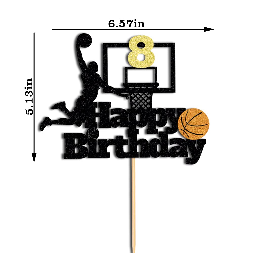 Basketball Happy 8th Birthday Cake Topper-Basketball Themed Birthday Party Cake Decoration-8 Years Birthday Party Supplies (8th)