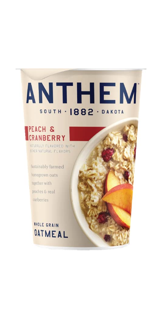 Anthem Peach & Cranberry Instant Oatmeal Cup-Enjoy High-Protein Oatmeal Cups with Rich Chocolate Flavor-Ideal for Busy Mornings, these Convenient Cups