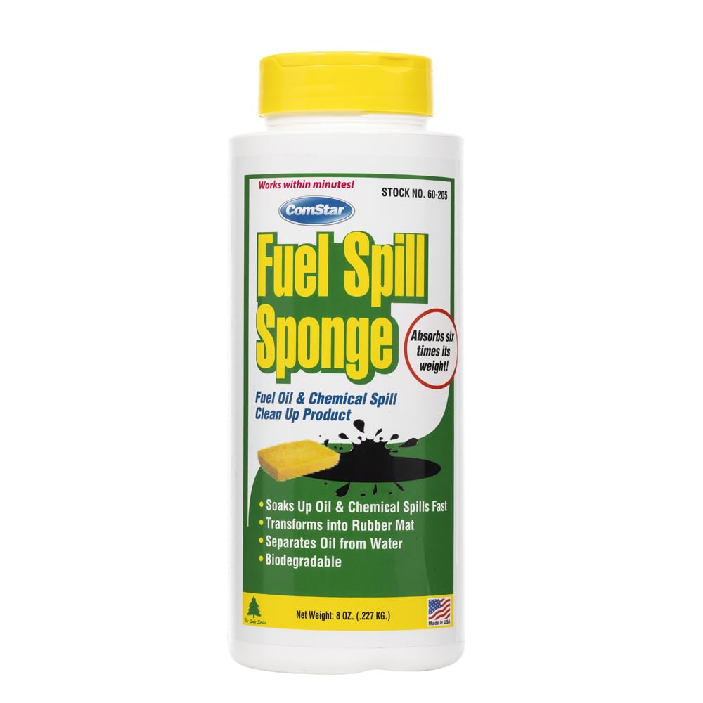 ComStar Fuel Spill Sponge, 8 Ounces, Instantly Solidifies Petroleum & Chemical Spills, Rapid Oil Absorption, Easy Cleanup, Separates Oil from Water