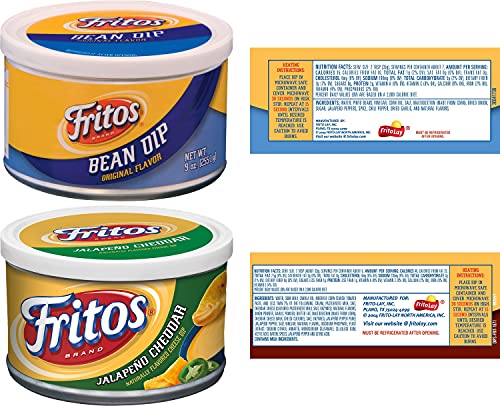 Fritos, Bean Dip and Jalapeno Cheddar Dip Variety Pack, 9 Ounce (Pack of 4)