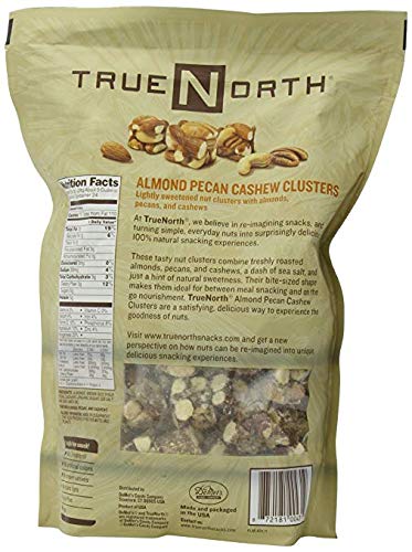 True North 100% Natural Clusters, Almond, Pecan, Cashews, Family Size 3 Pack QwX( 24 Ounce Each)