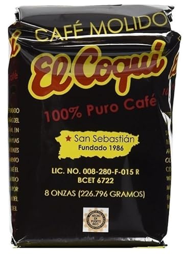 Cafe El Coqui - Puerto Rican Ground Coffee by Torrefaccion Cafe El Coqui - 2 pounds VALUE PACK (4 - 8 0z Packs)
