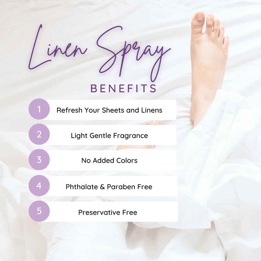 Vanilla Linen Spray, 8 ounces - Eclectic Lady Sheet and Linen Spray - No Artificial Colors, Parabens, or Preservatives - Long-Lasting Scent for Bed