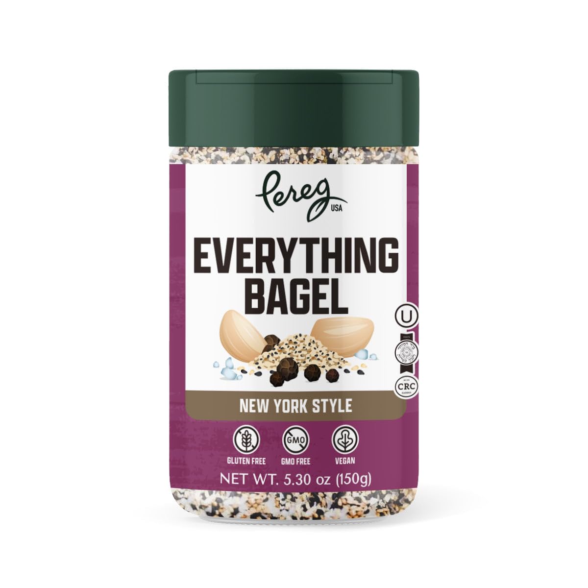 Pereg Mixed Spices - Everything But The Bagel Mix Seasoning | 5.3 Oz | Blend of Garlic, Onion, Sesame & Poppy Seeds, Salts & Spices | No Fats, No