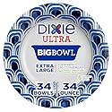 Dixie Ultra Extra Large Paper Bowls, 34 oz, 34 Count, Compostable, Microwave Safe, Disposable Bowls for Heavy Meals, Soups, Stews, and Everyday Use