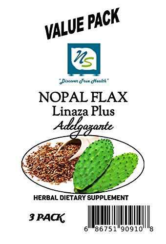 Nuestra Salud - Nopal Flax Linaza Plus Value Pack (3 bags) Colon Cleanse Fiber Flaxseed Original 454g