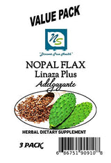 Nuestra Salud - Nopal Flax Linaza Plus Value Pack (3 bags) Colon Cleanse Fiber Flaxseed Original 454g