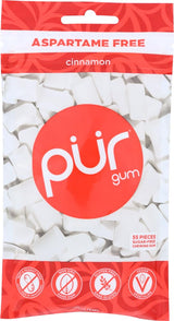 Pur Gum Cinnamon Gum, 80 Gram - 57 pieces per pack - 12 packs per case.