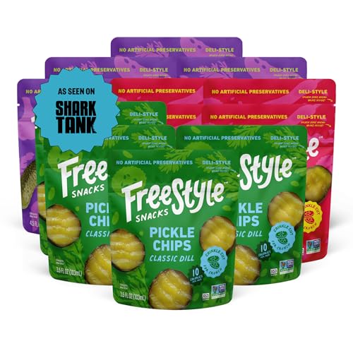 Freestyle Snacks Pickle Variety Snack Packs - 3 Flavors of All Natural, Fresh-Packed Deli-Style Pickles - Non-GMO, Kosher, Gluten-Free, Low Calorie