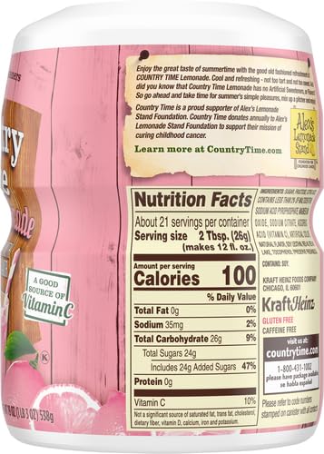 Country Time Pink Lemonade Powdered Drink Mix, 1 Canister, for Flavorful Hydration and Shareable Refreshment, Naturally Flavored with Other Natural
