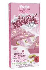 Angel Hair Cotton Candy Chocolate Bar - 6 oz (170 G) Raspberry White Chocolate with Cotton Candy and Pistachio Cream - 6 oz (170 G) (Pack of 2)