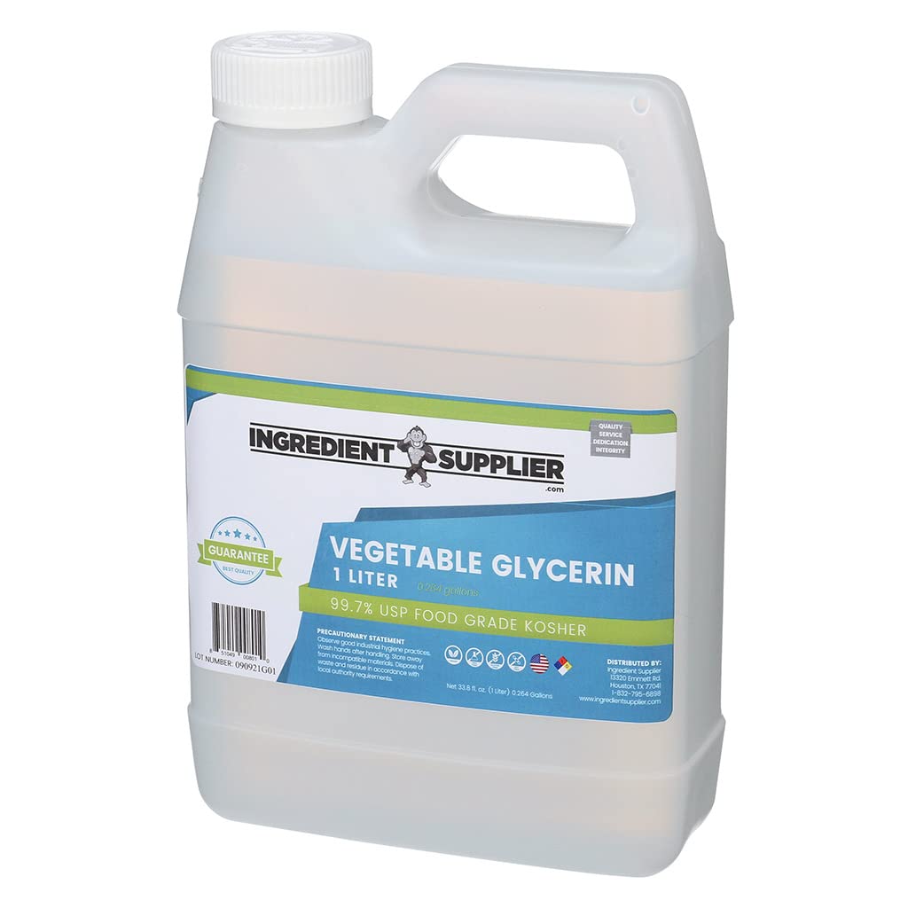 Vegetable Glycerin - 1 Liter (33.814 oz.) - Pure USP Food and Pharmaceutical Grade - Non GMO - Vegan - Sustainable Palm Derived - Humectant, Crafts