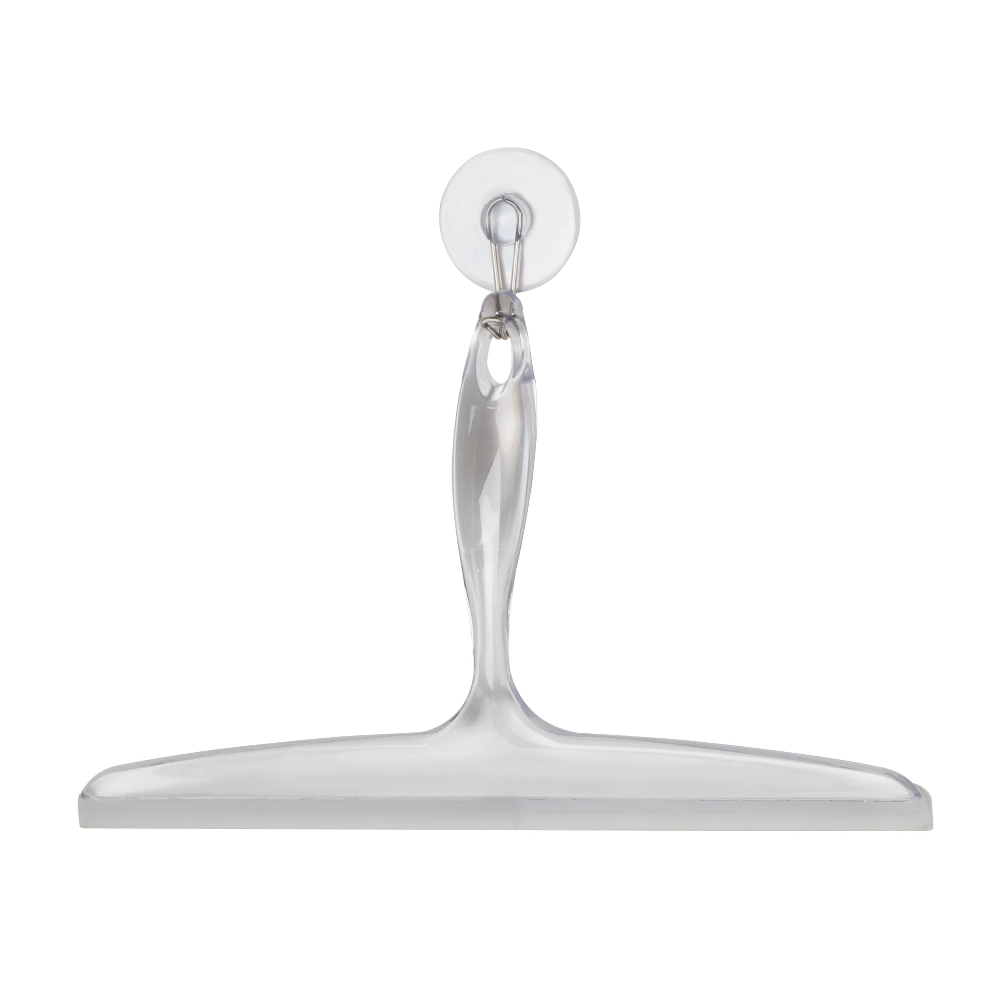 iDesign Plastic Bath Squeegee for Glass with Suction Hook Holder - 12", Clear