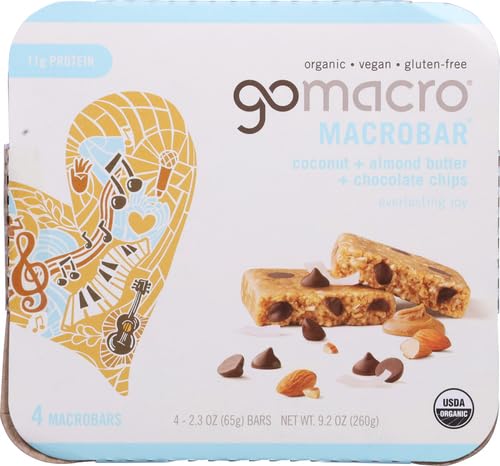 GOMACRO Organic Coconut Almond Butter Chocolate Chip Bars 4 Count, 2.3 OZ