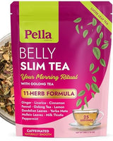Belly Slim Tea - 11-Herb Formula with Ginger Licorice Cinnamon Fennel Oolong Lemon Dandelion Yerba Mate Mullein Leaves Milk Thistle & Peppermint