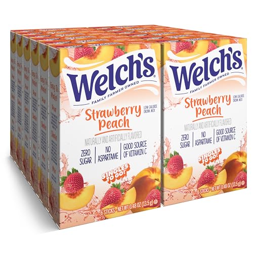 Welch's Singles To Go Water Drink Mix - Powder Sticks, Strawberry Peach, 0.48 Ounce (Pack of 12)