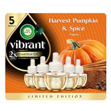 Air Wick Plug in Scented Oil Refill, Infused with Essential Oils, Plug in Air Fresheners for Home, Fall Scent, Fall Décor, Harvest Pumpkin & Spice, 5