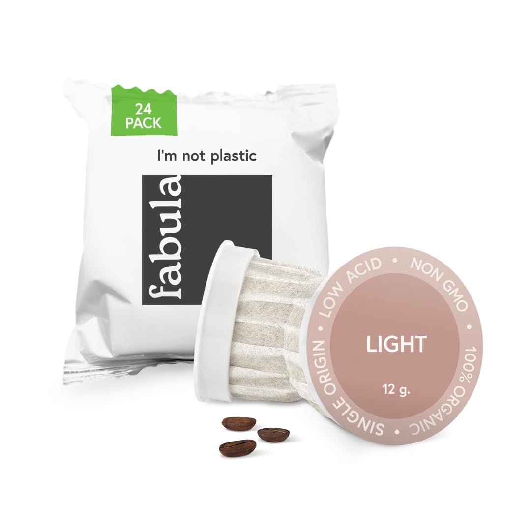 Fabula Coffee Pods Light Roast - Low Acid - Single Origin - Mold Free - Non-GMO - Fair Trade - Kcup Compatible with Keurig & Keurig 2 Machines - 24