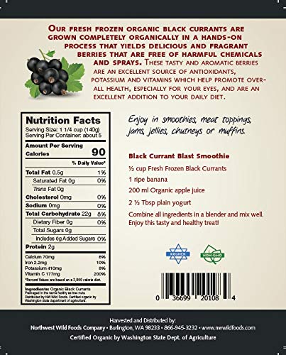 Fresh Frozen Organic Black Currants by Northwest Wild Foods - Healthy Antioxidant Fruit Diet - for Smoothies, Pies, Jams, Syrups (9 Pounds)
