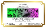 Hazelnut Espresso Colombian Decaf Coffee (Single Serve K-Cup Pods) (Gourmet, Naturally Flavored, Whole Coffee Beans) (12 pods, ZIN: 577452)