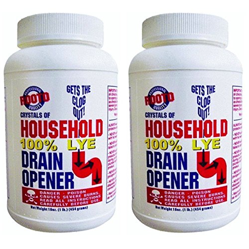 Rooto 1030 Drain Cleaner With Lye, 1 lb, 2 Piece