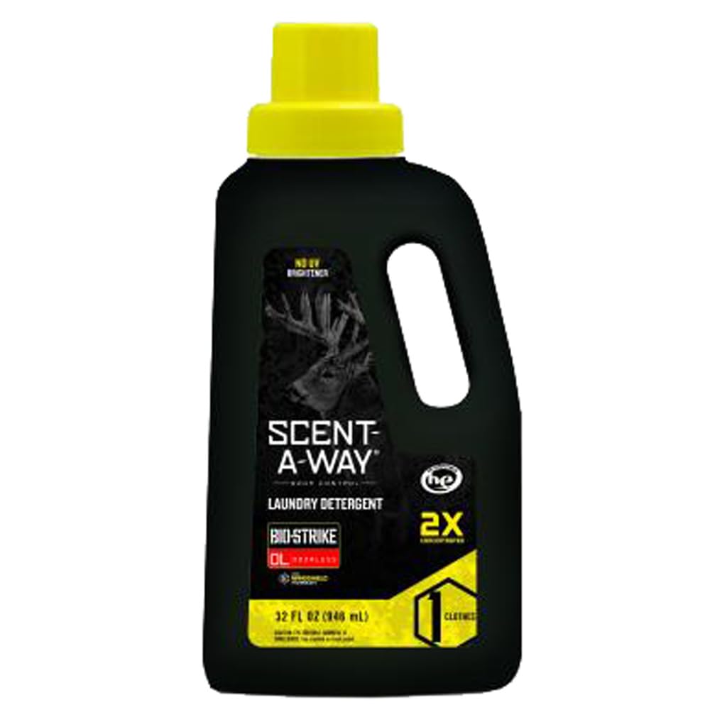 Hunters Specialties Scent-A-Way Saw Bio-Strike Odorless Laundry Detergent 2X Concentrated For All Fabrics & Hunting Clothes - 32 Oz (946 ml)