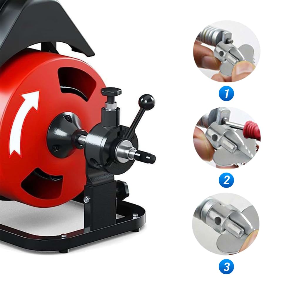 7Pcs Drain Cleaner Combination Cutter Head Set, 16mm Manganese Steel Blades For Pipeline Dredging Cleaning Machine, 6 Cutter Heads 1 Key