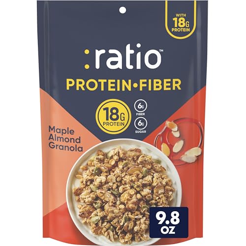 Ratio Protein Fiber Maple Almond Granola Cereal, 18g Protein, 9.8 oz