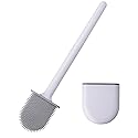 Small Silicone Toilet Brush with Crevice Brush-Silicone Bristles, Gentle on Toilets | Bathroom Accessories for RVs, Trailers, Campers | Anti-Roll