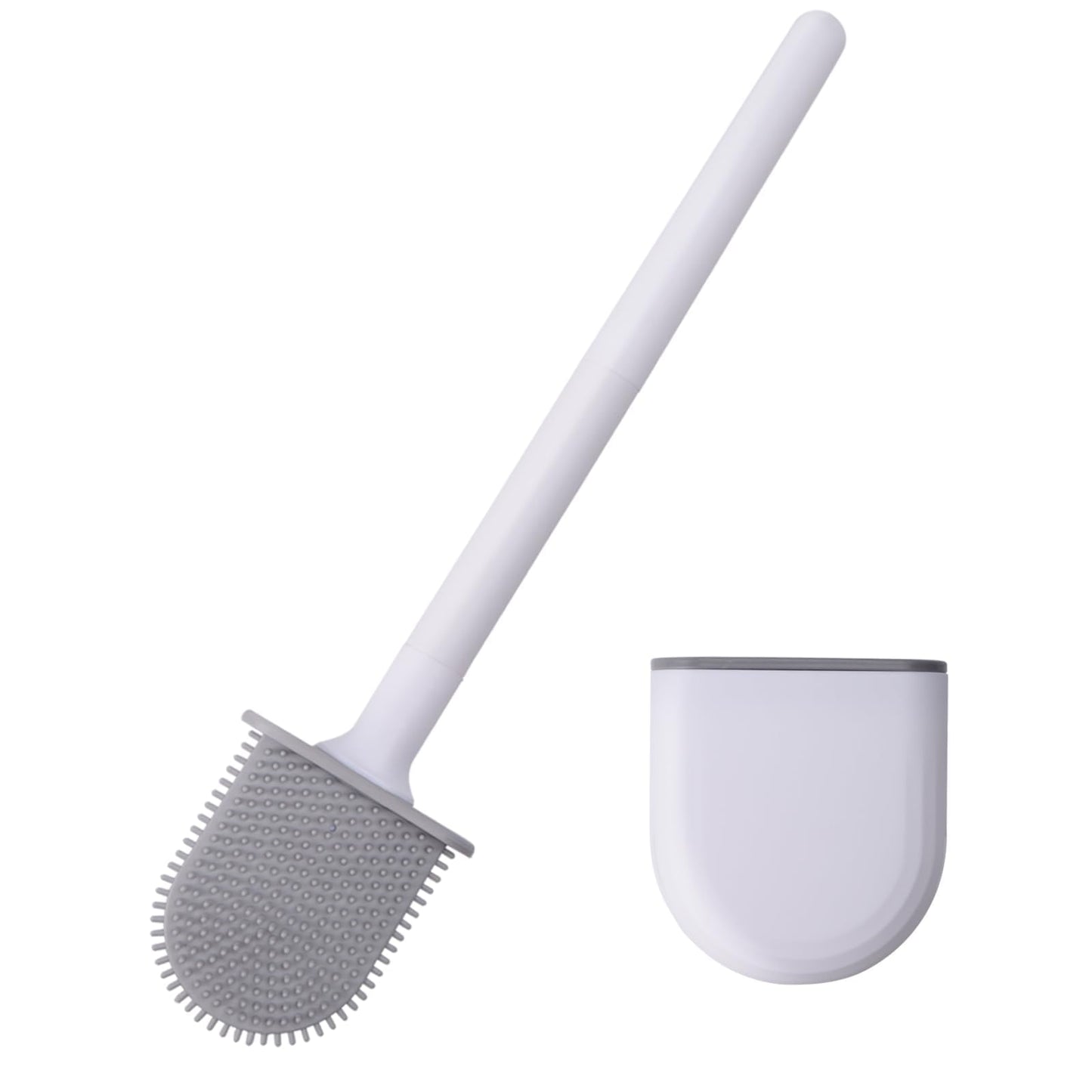 Small Silicone Toilet Brush with Crevice Brush-Silicone Bristles, Gentle on Toilets | Bathroom Accessories for RVs, Trailers, Campers | Anti-Roll