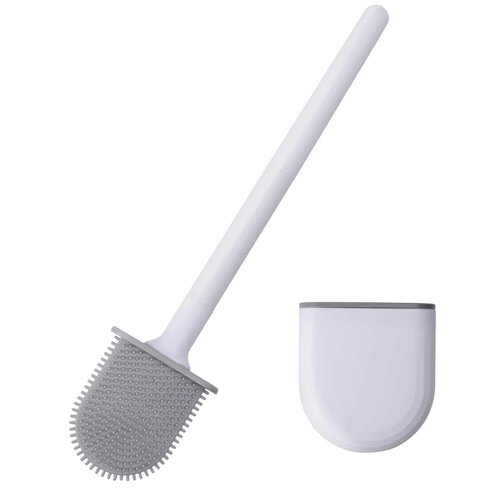 Small Silicone Toilet Brush with Crevice Brush-Silicone Bristles, Gentle on Toilets | Bathroom Accessories for RVs, Trailers, Campers | Anti-Roll