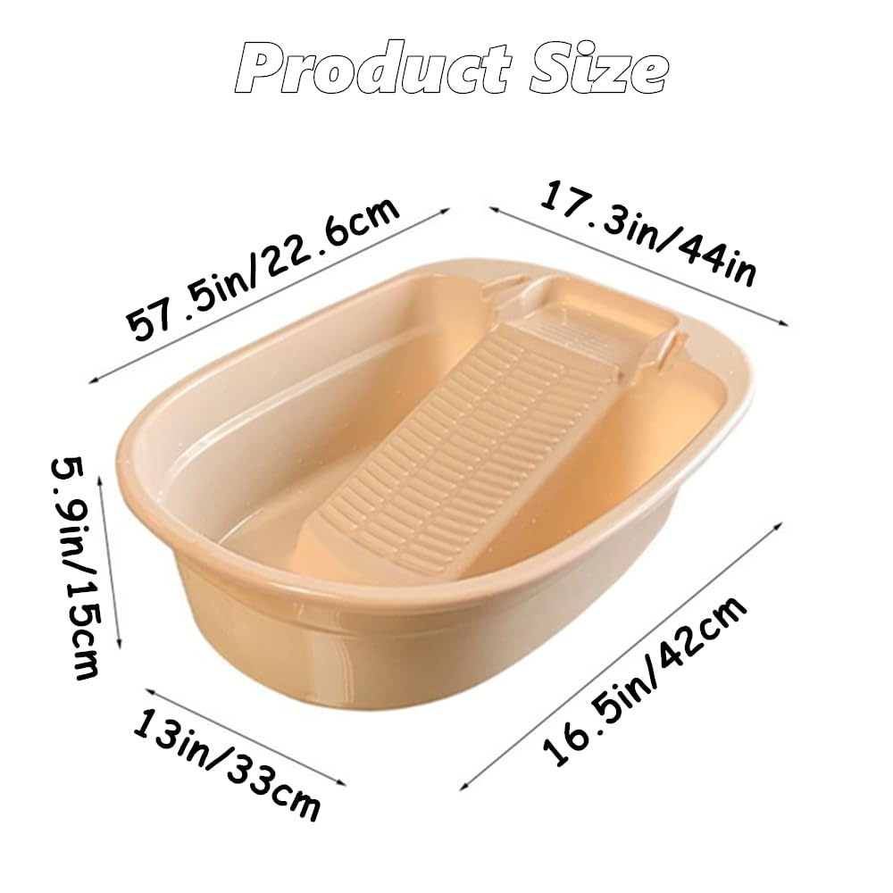 chislim 2 PCS Wash Tub With Washboard,Home Non Slip Laundry Tub,Large Thickened Laundry Basin for Home Laundry,Clothes Soaking (C)